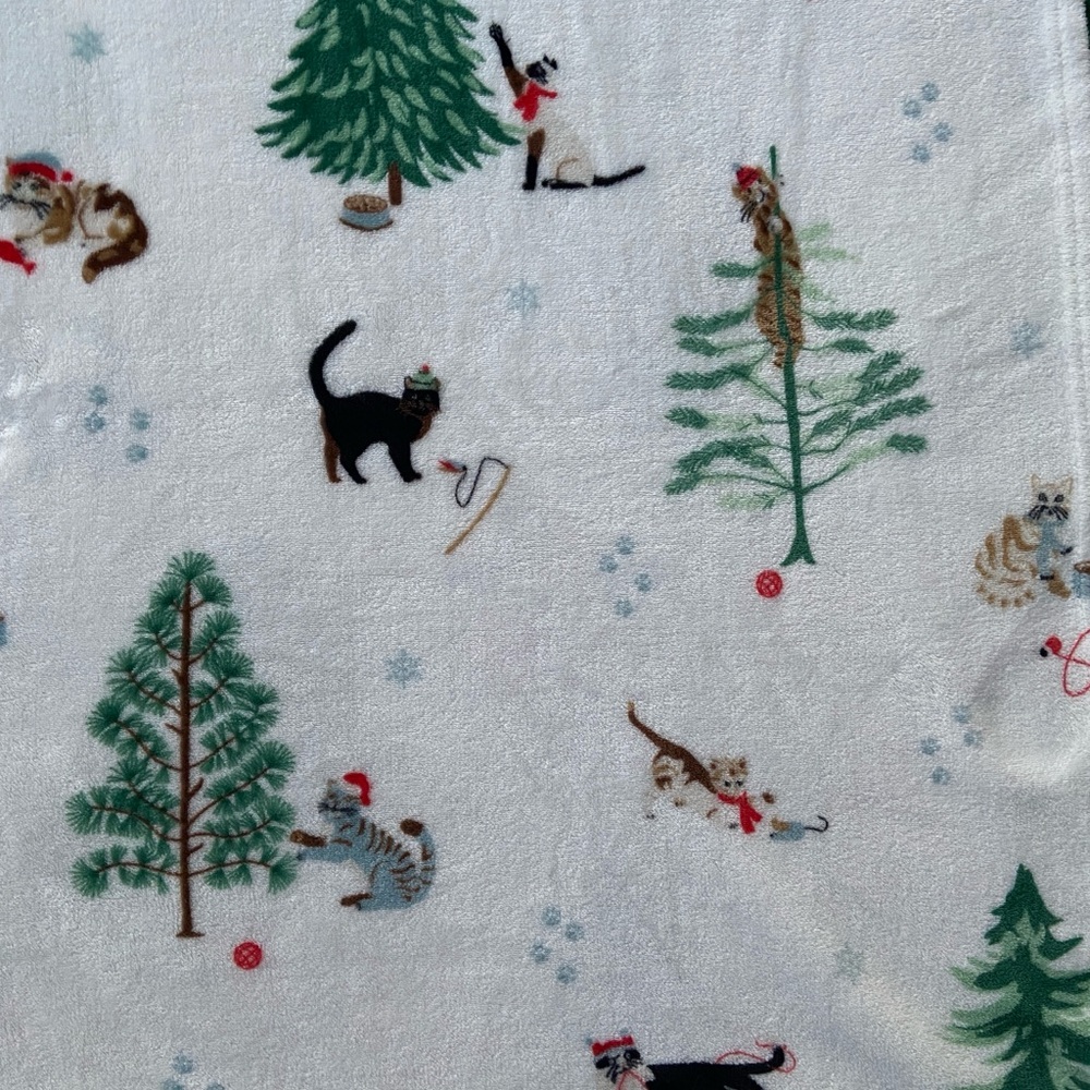 Winter Cats Printed Velvet Plush Polyester Ultra Soft Blanket Full/Queen - Picture 8 of 12
